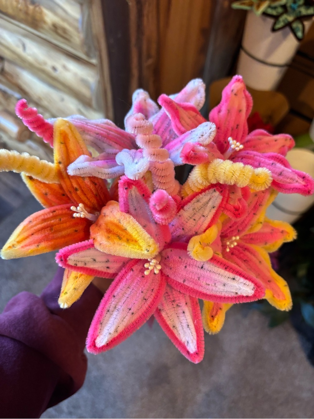 Handmade Pink, Orange & Yellow Flower Bouquet